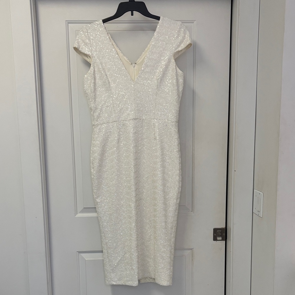 Dress the Population Ivory Sequin Midi Dress